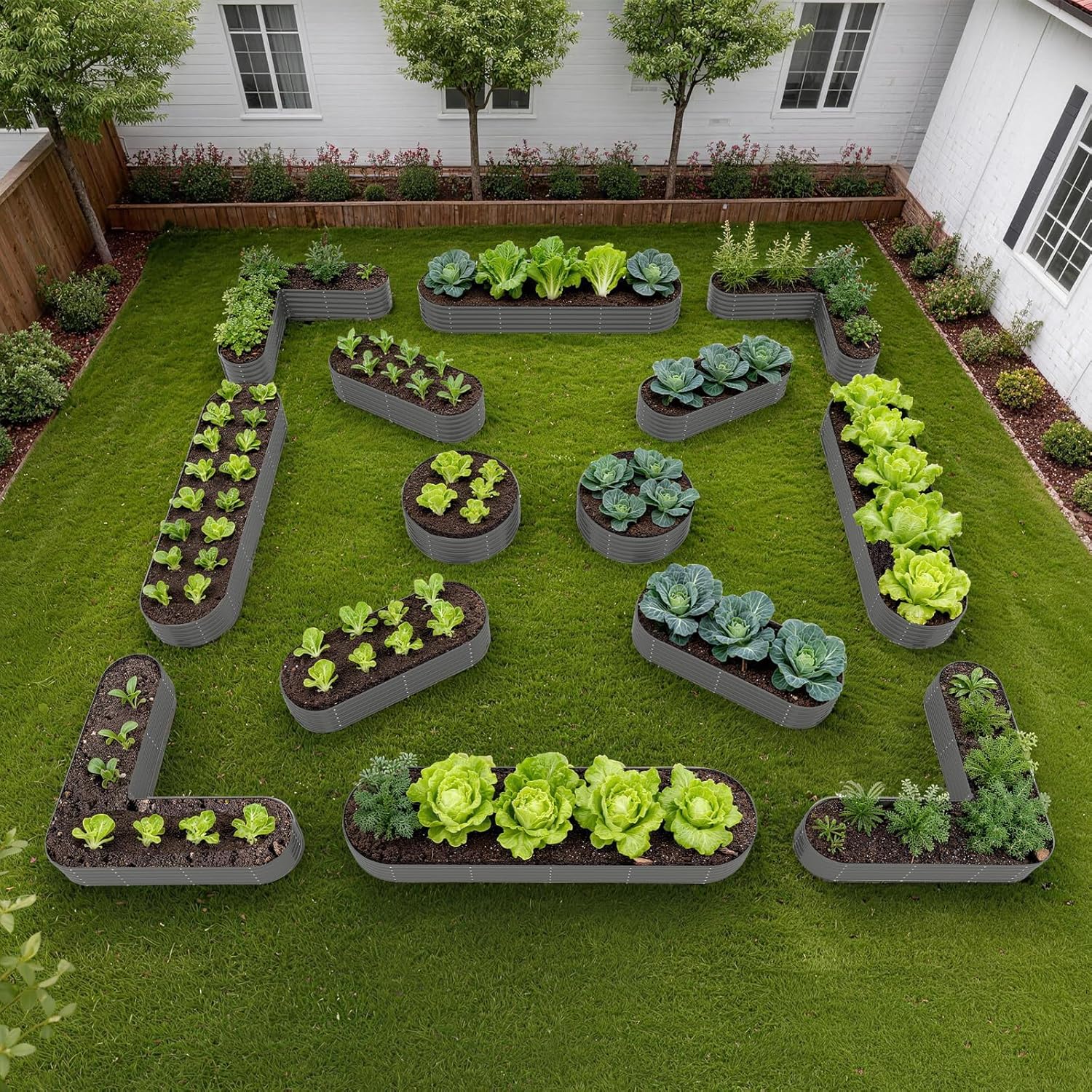 A ANLEOLIFE 14-Piece 18 Inch Tall Raised Garden Beds Kit, Heart