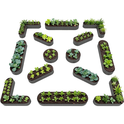 Set of 14: 18'' Tall Modular Raised Garden Beds Layout (Gray/White)