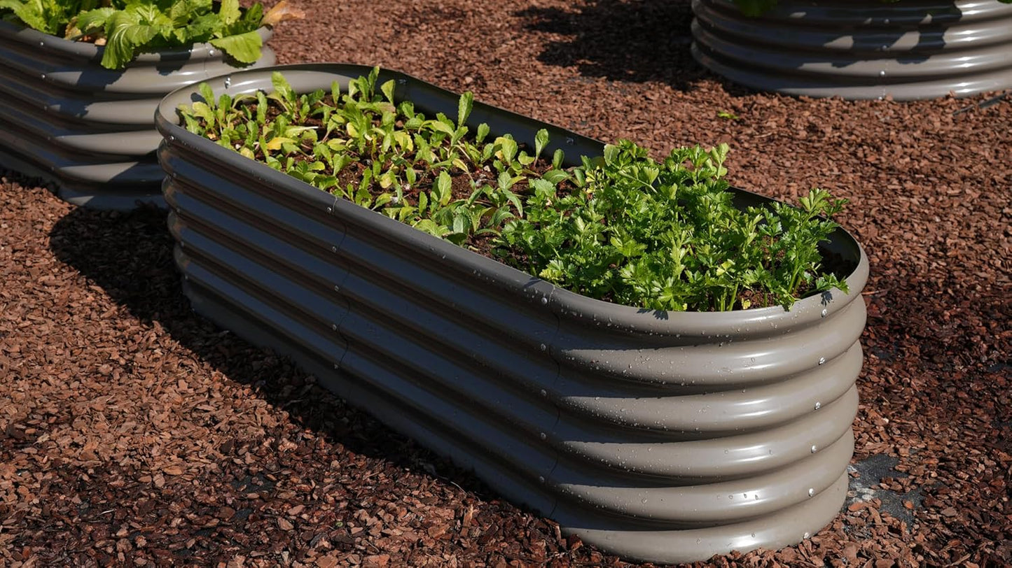 Set of 14: 18'' Tall Modular Raised Garden Beds Layout (Gray/White)