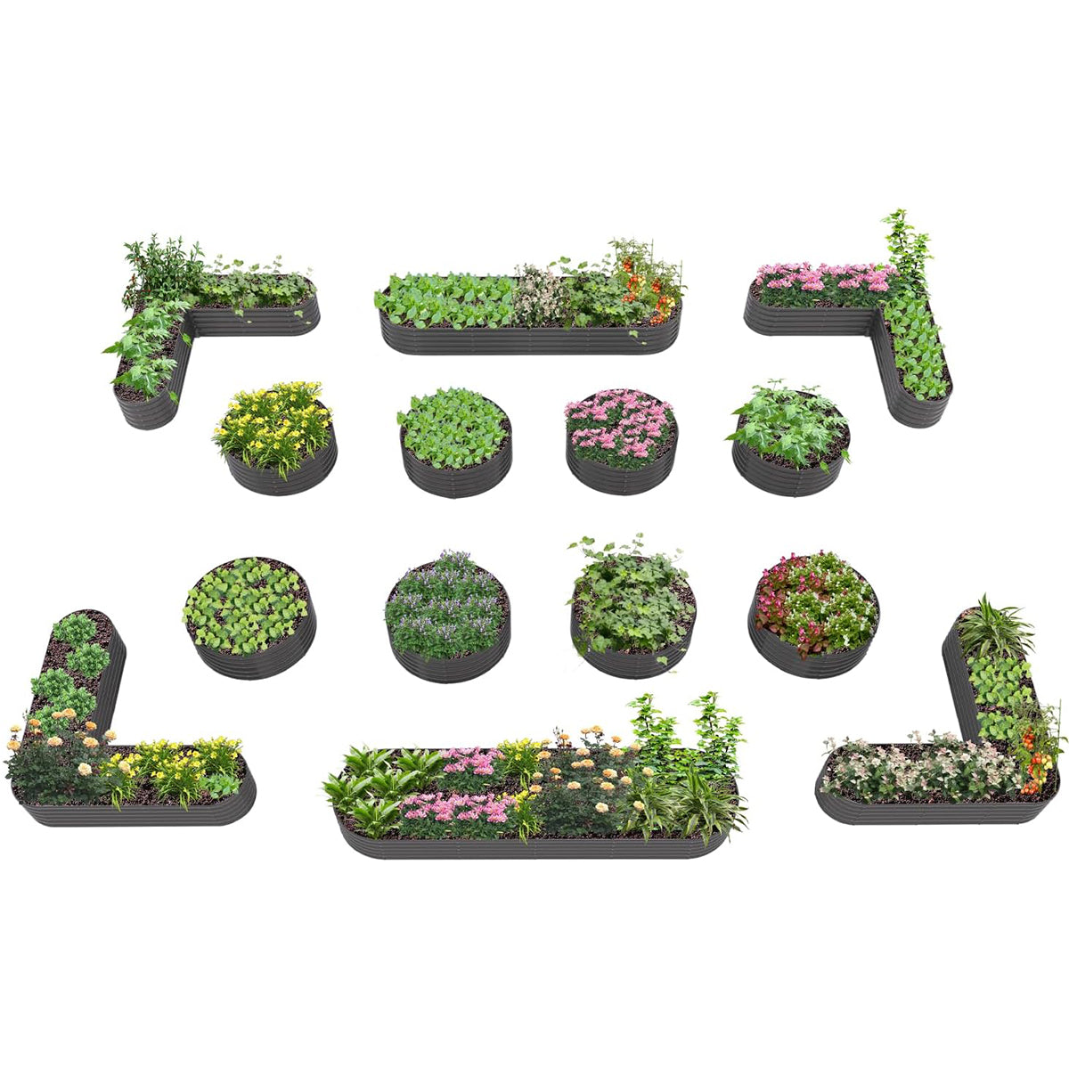 18" Tall Raised Garden Bed Set, 14-Piece Layout for Customizable Gardening