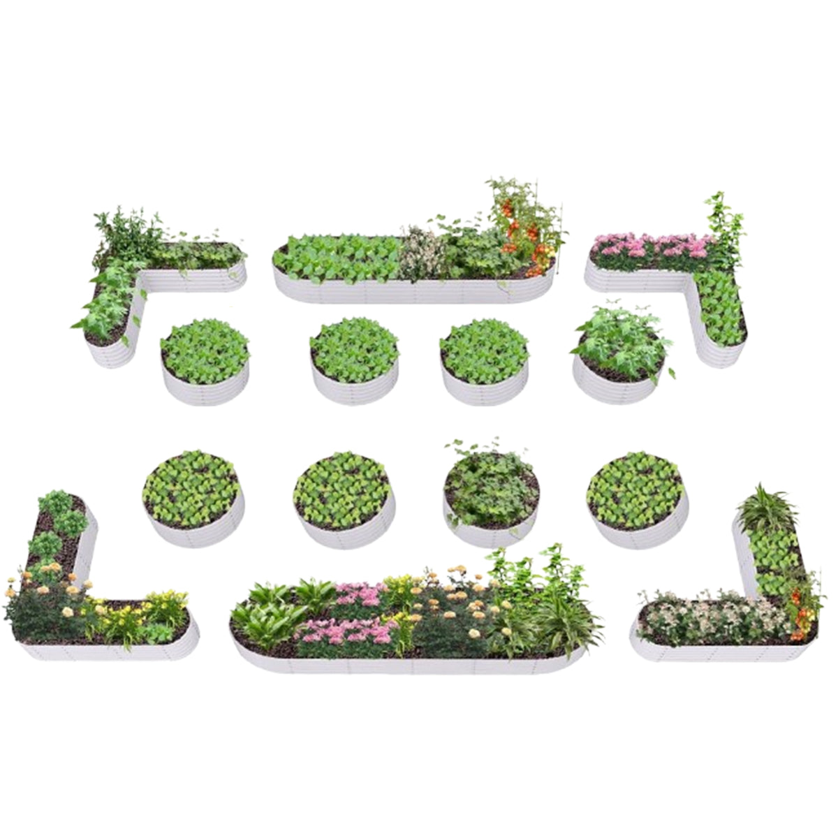 18" Tall Raised Garden Bed Set, 14-Piece Layout for Customizable Gardening