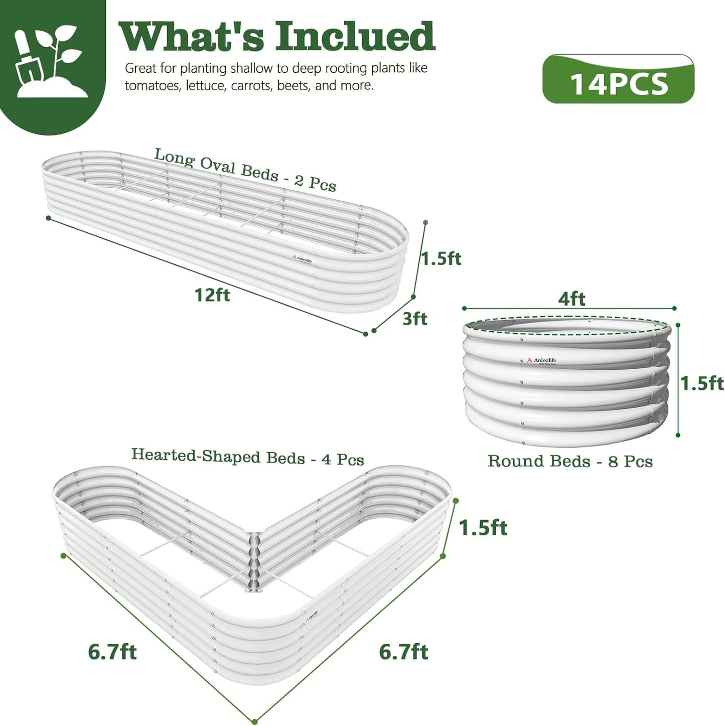 18" Tall Raised Garden Bed Set, 14-Piece Layout for Customizable Gardening