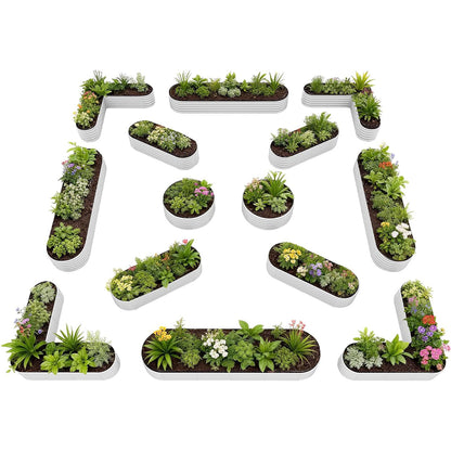 Set of 14: 18'' Tall Modular Raised Garden Beds Layout (Gray/White)