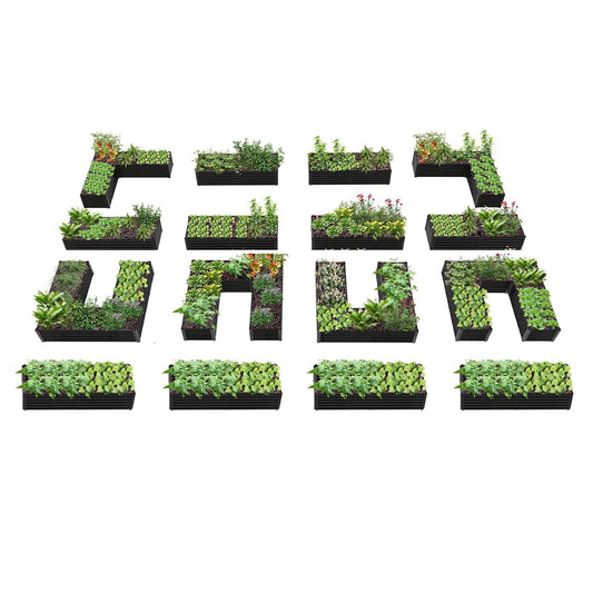 18" Tall Modular Raised Garden Bed Set, 16-Pack Layout for Customizable Gardening