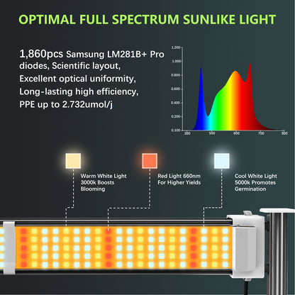 Stretchable LED Grow Light 730W Silver