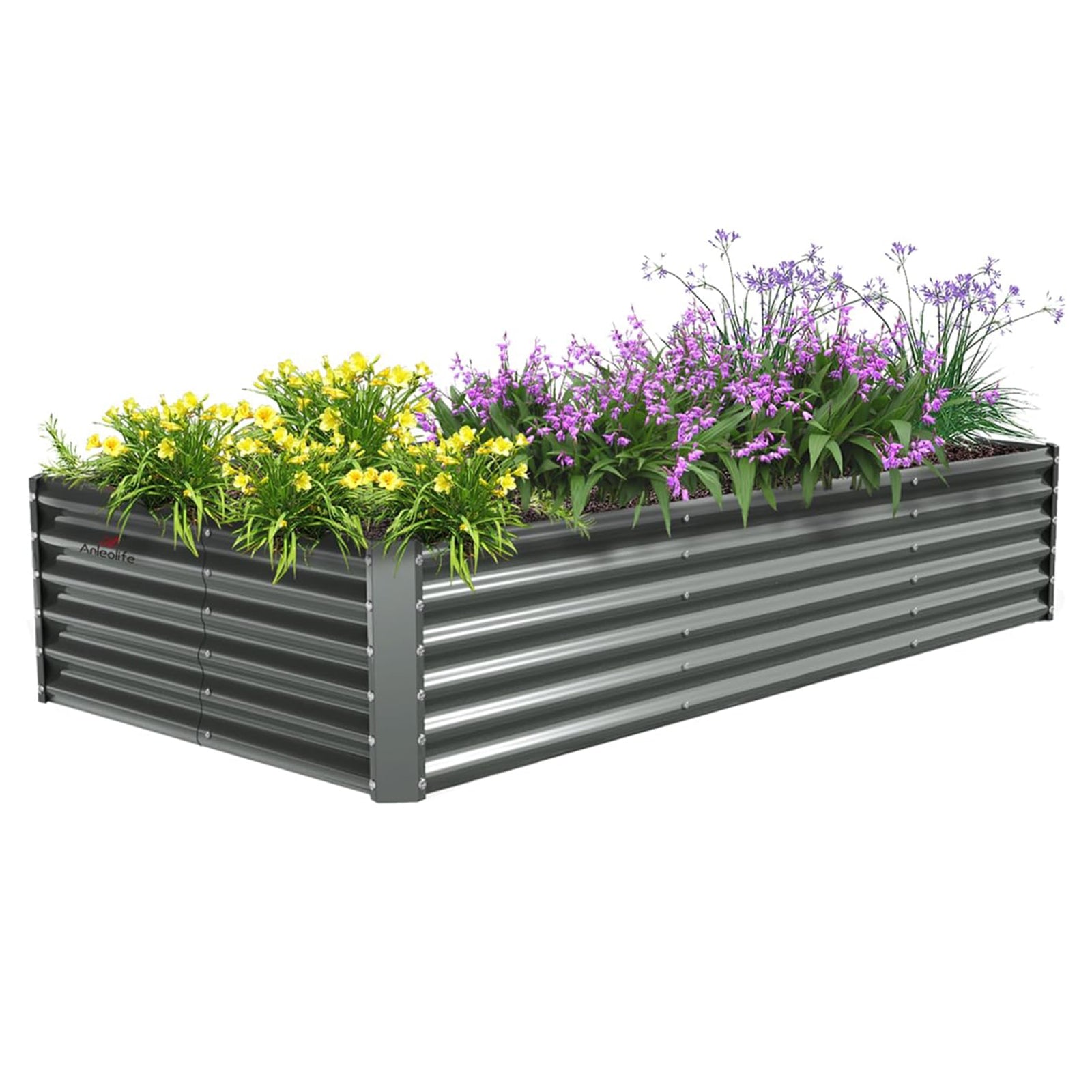 8x4x1.5ft Rectangular Modular Metal Raised Garden Bed Set (Quartz Gray)