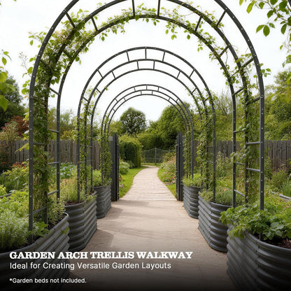 Garden Arch Trellis for Raised Beds – Heavy Duty Metal Tunnel Trellis