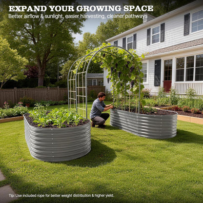 Garden Arch Trellis for Raised Beds – Heavy Duty Metal Tunnel Trellis