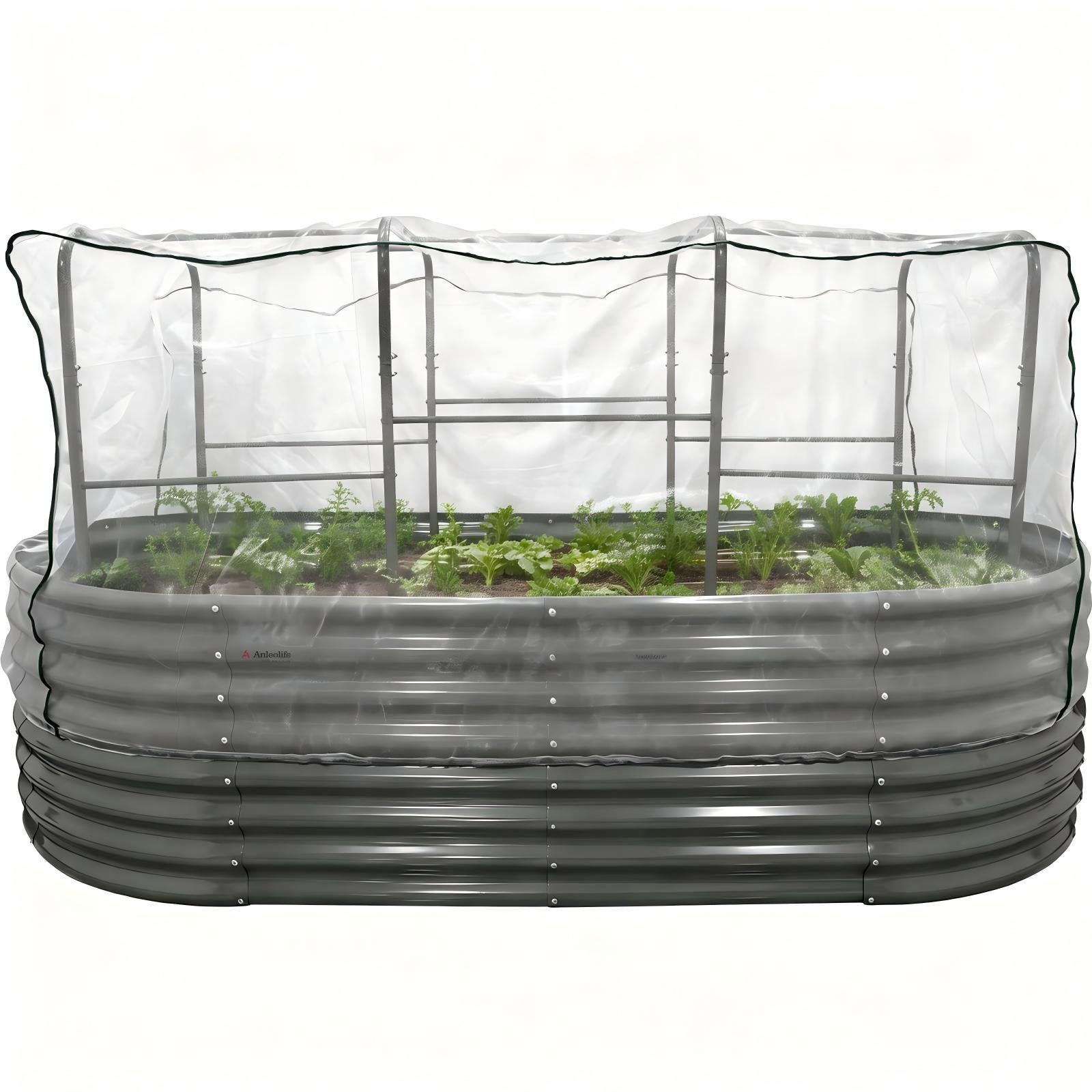 6.0×3.1×2.8 FT Garden Tunnel Trellis with Mesh Net Cover for Pest Control