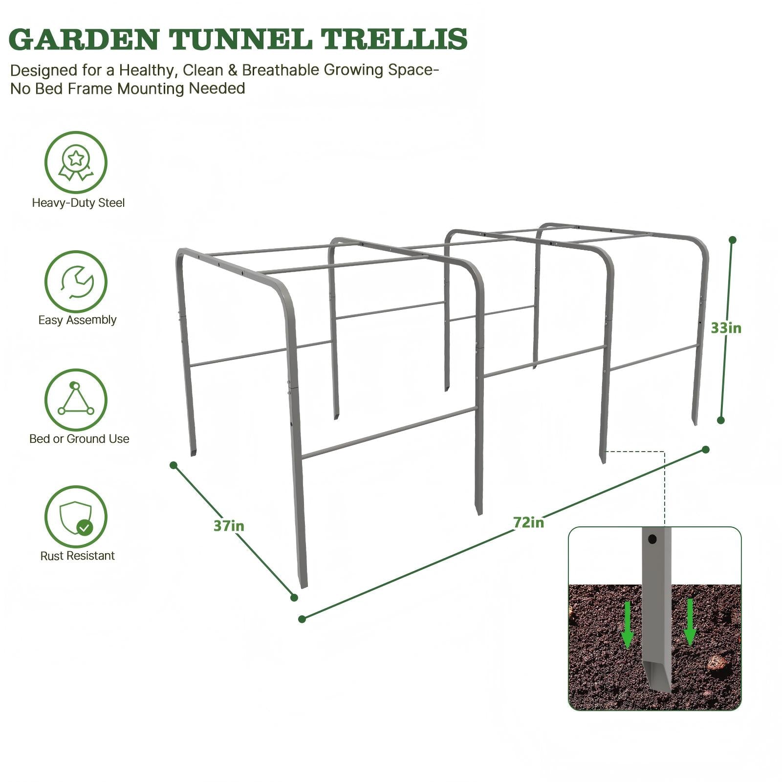 6.0×3.1×2.8 FT Garden Tunnel Trellis with Mesh Net Cover for Pest Control