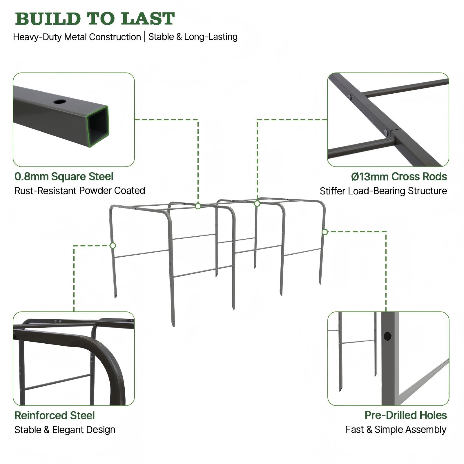 6.0×3.1×2.8 FT Garden Tunnel Trellis with Mesh Net Cover for Pest Control