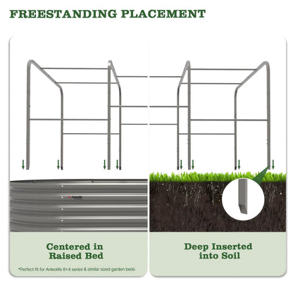 6.0×3.1×2.8 FT Garden Tunnel Trellis with Mesh Net Cover for Pest Control