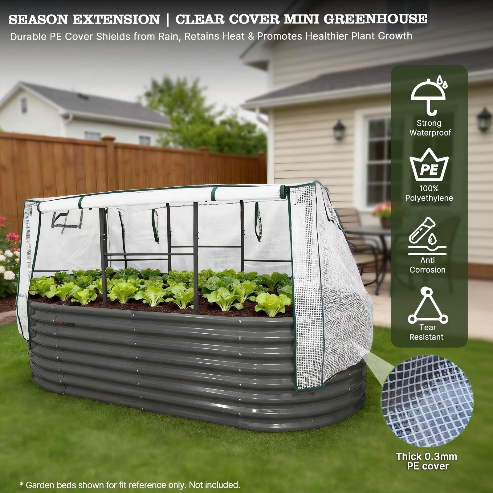 6.0×3.1×2.8 FT Garden Tunnel Trellis with Waterproof PE Net Cover