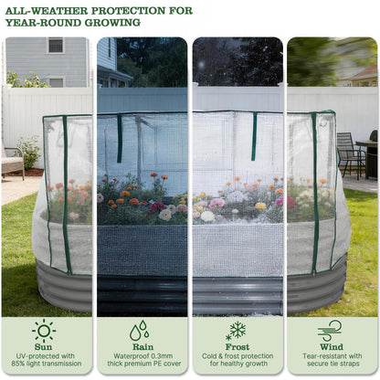 6.0×3.1×2.8 FT Garden Tunnel Trellis with Waterproof PE Net Cover