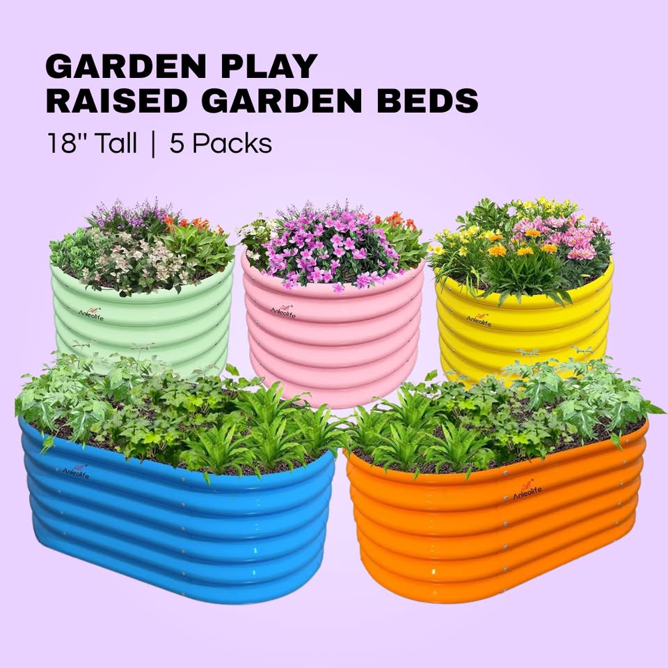 Garden Play – 18'' Tall Raised Garden Beds for Kids, 5-Piece