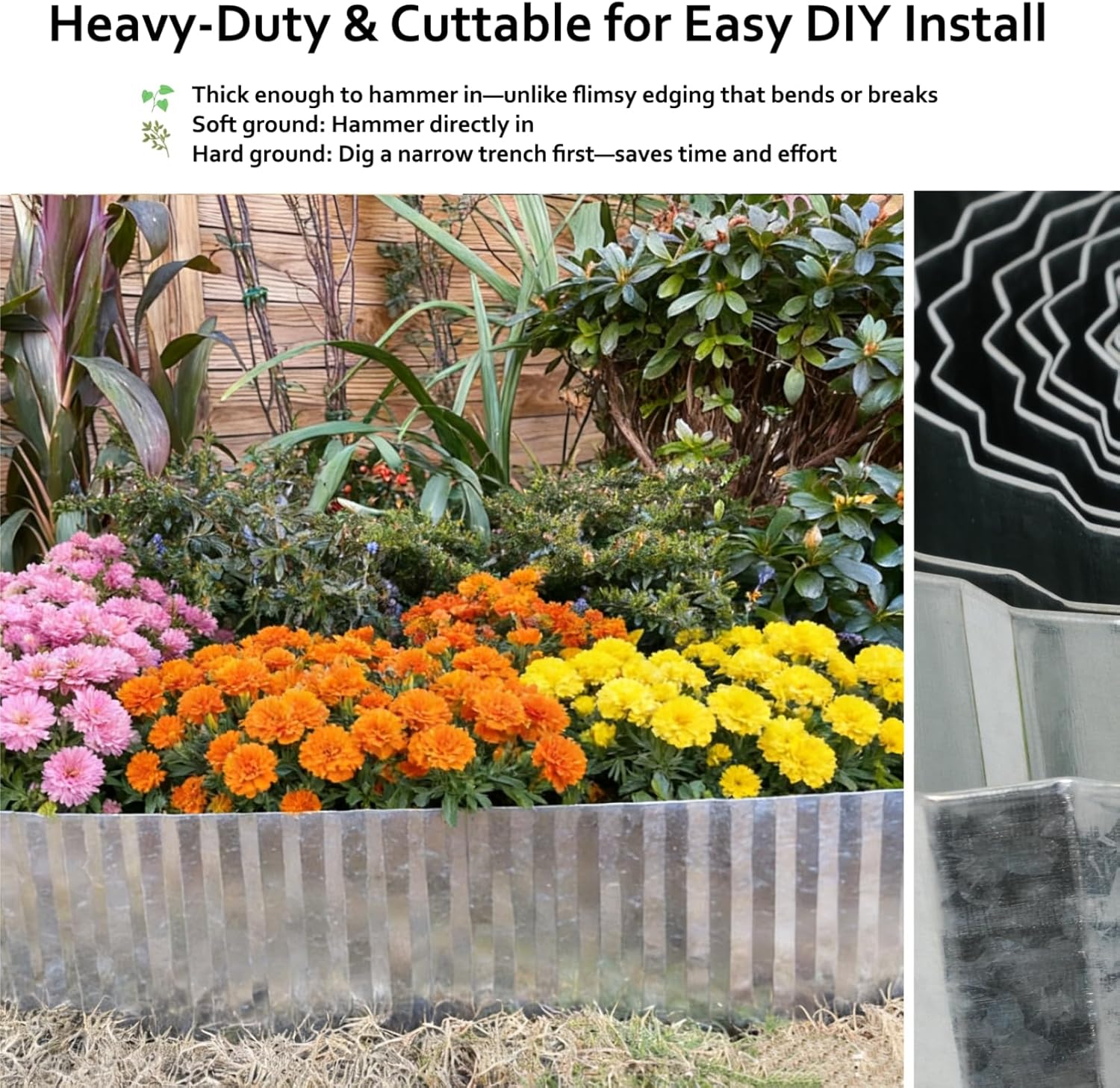 Corrugated Galvanized Steel Landscape Edging – Flexible Metal Garden Border