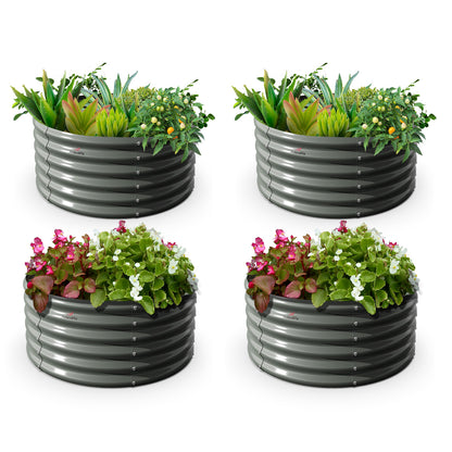 4x1.5ft / 3x2ft Round Modular Metal Raised Garden Beds Set (Grey)