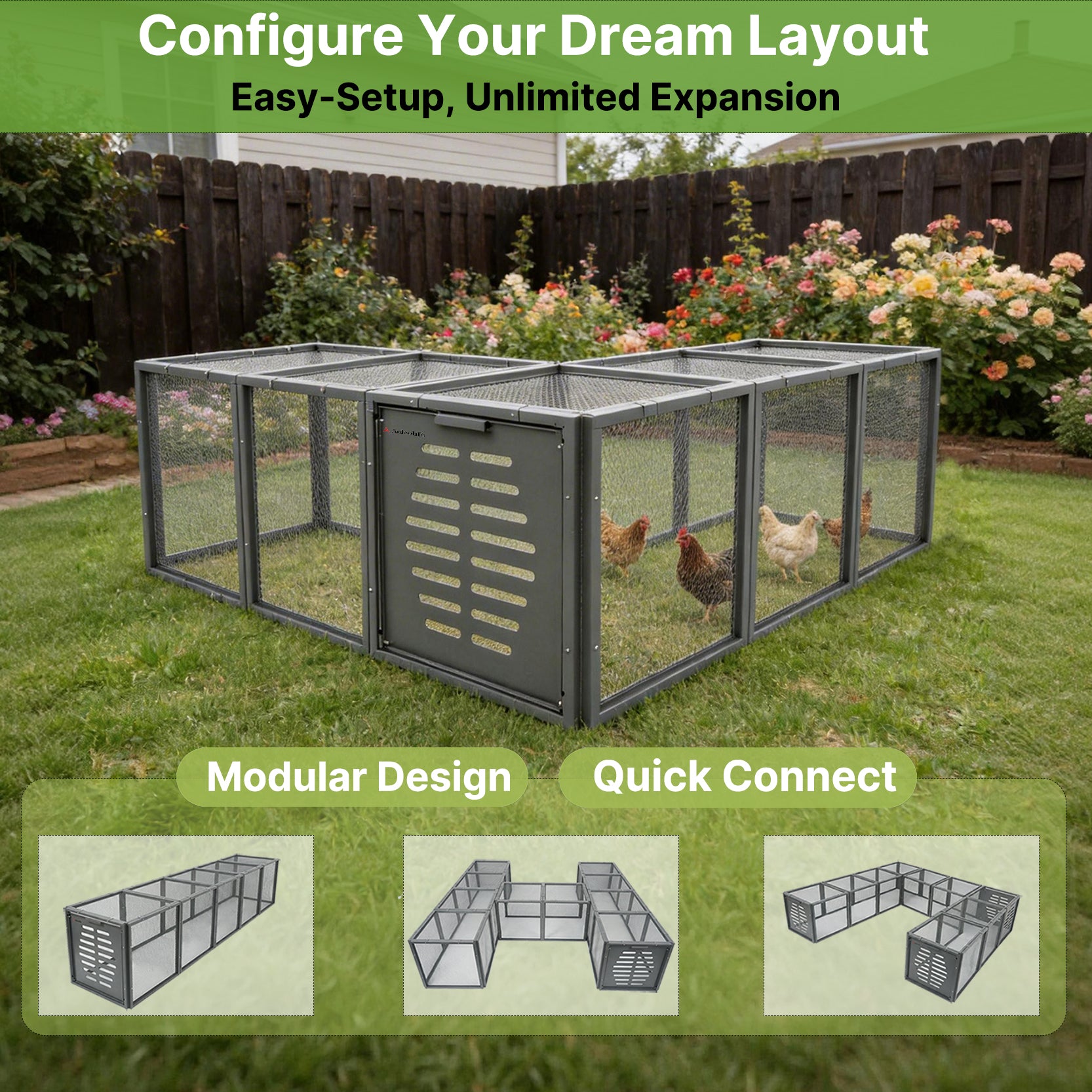 20.8" Chicken Coop Run Extension – Expandable Outdoor Chicken Tunnel