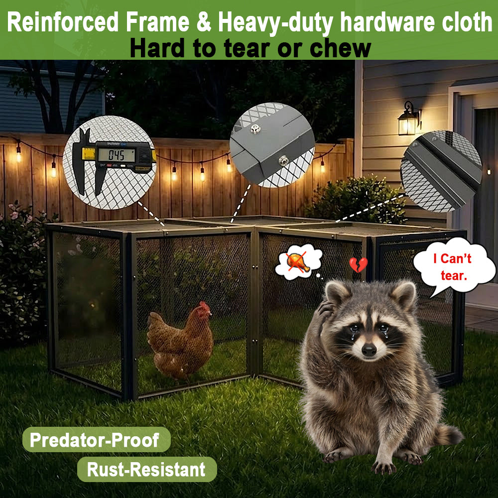 Heavy Duty Metal Chicken Tunnel Predator-Proof Run for Poultry & Small Pets