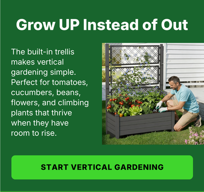 Raised Planter Box with Trellis & Built-in Water Reservoir