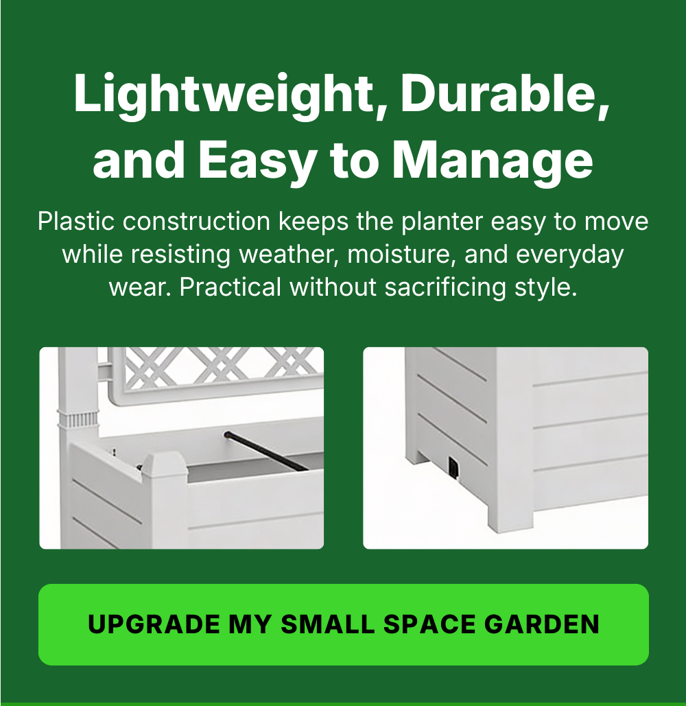Raised Planter Box with Trellis & Built-in Water Reservoir