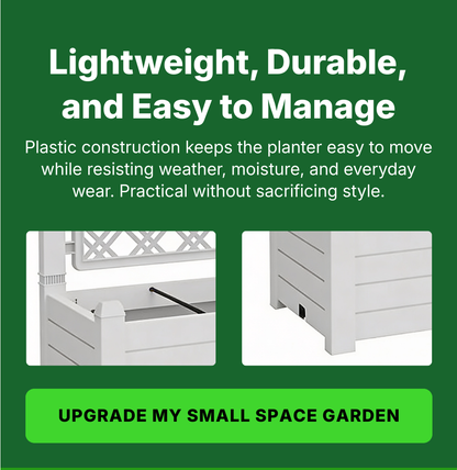 Raised Planter Box with Trellis & Built-in Water Reservoir