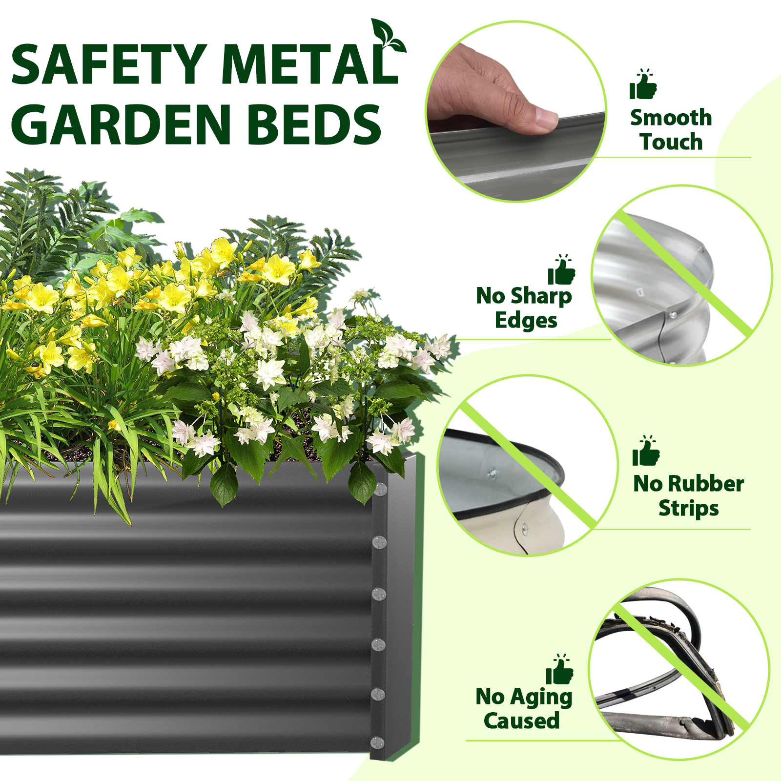 6x3x1.5ft Rectangular Modular Metal Raised Garden Bed (Quartz Gray)