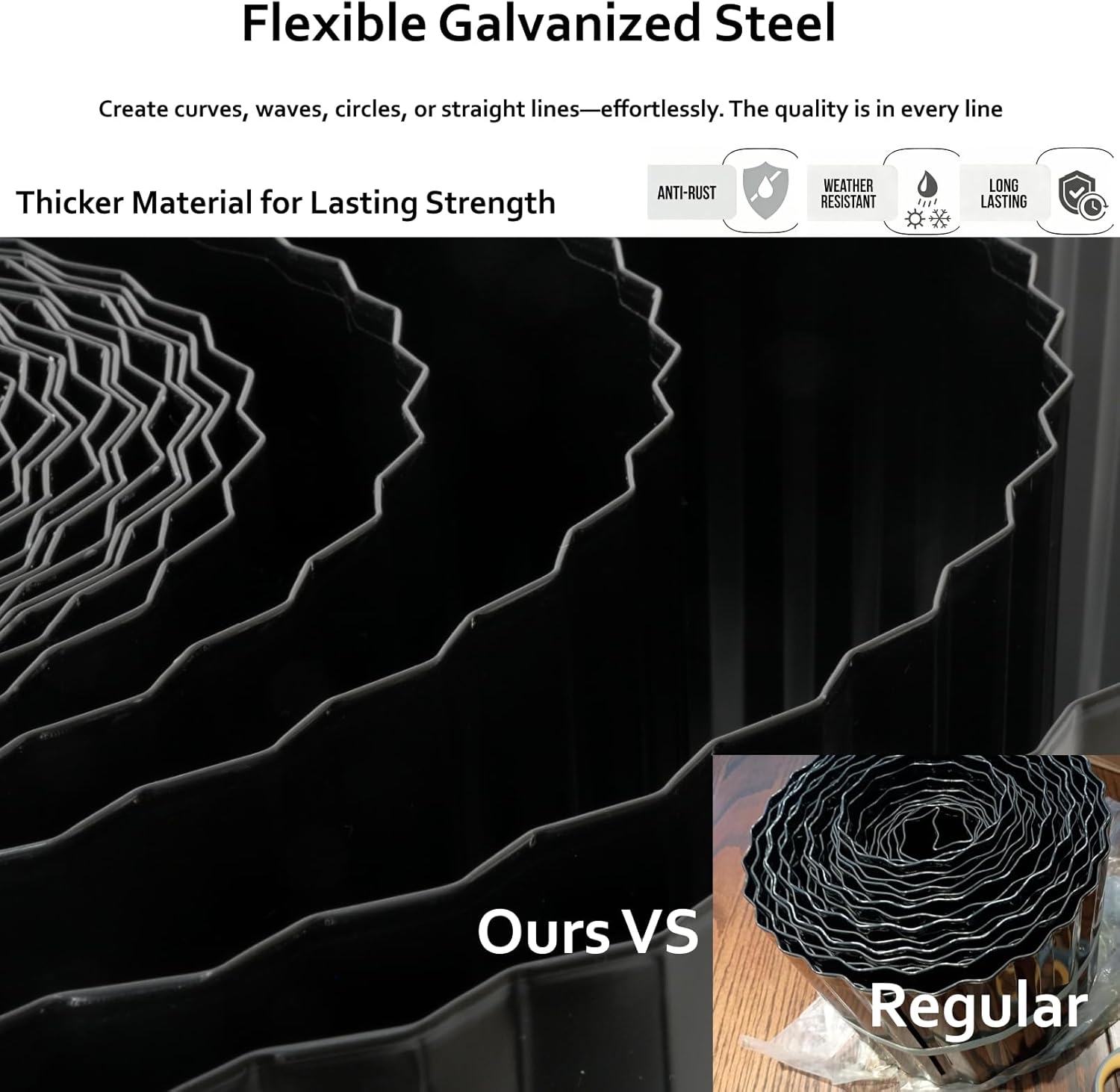 Corrugated Galvanized Steel Landscape Edging – Flexible Metal Garden Border