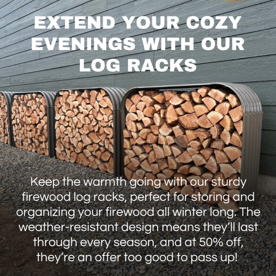 Set of 2, 29 Cubic Ft Each Firewood Storage Shed, Heavy-Duty Galvanized Steel Outdoor Log Rack, 59"W x 18"D x 48"H