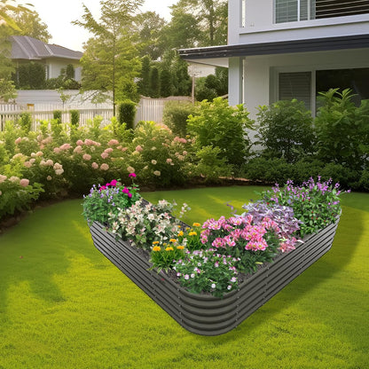 81''x81''x18'' Heart-shaped Galvanized Steel Raised Garden Bed - Grey