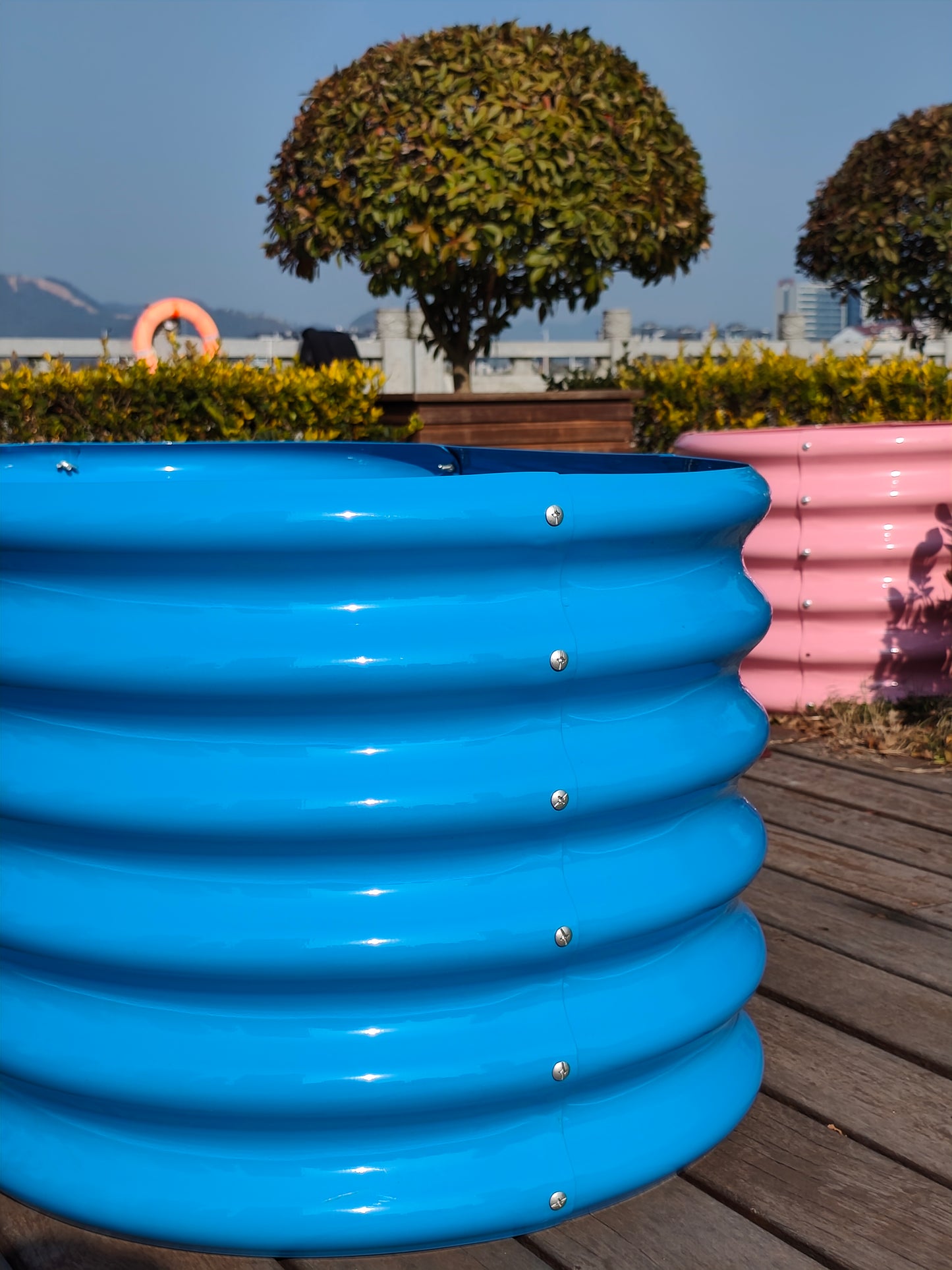 Garden Play – 40''x24''x18'' Oval Raised Garden Beds for Kids (3 packs, Blue)
