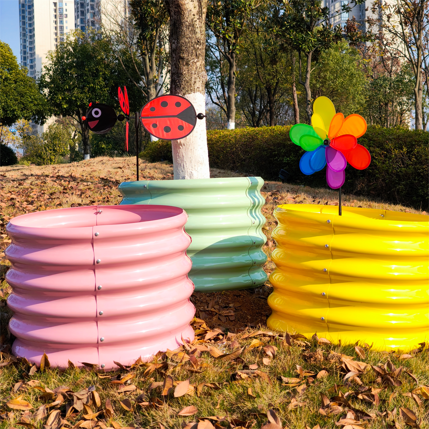 Garden Play – 24''x18'' Round Raised Garden Beds for Kids (4 packs)