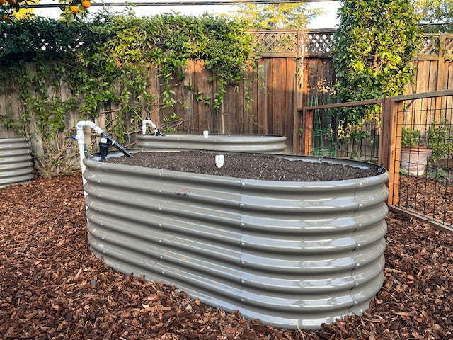 Set of 6: 6x3x2ft Oval Galvanized Metal Raised Garden Beds (Quartz Gray)
