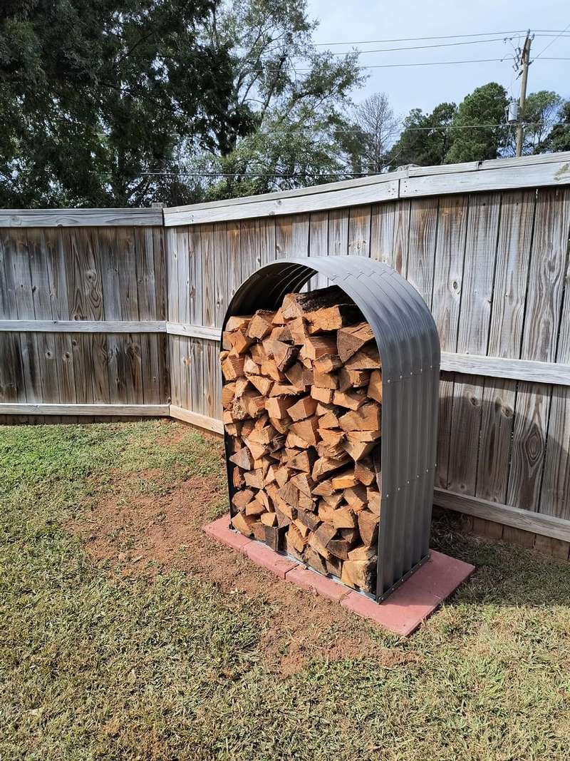 18"D x 36"W x 54"H,20.25cube feet,Galvanized Steel Firewood Storage Shed,Corrugated Metal Log Rack,  Lumber Storage Stand -Arch Gray