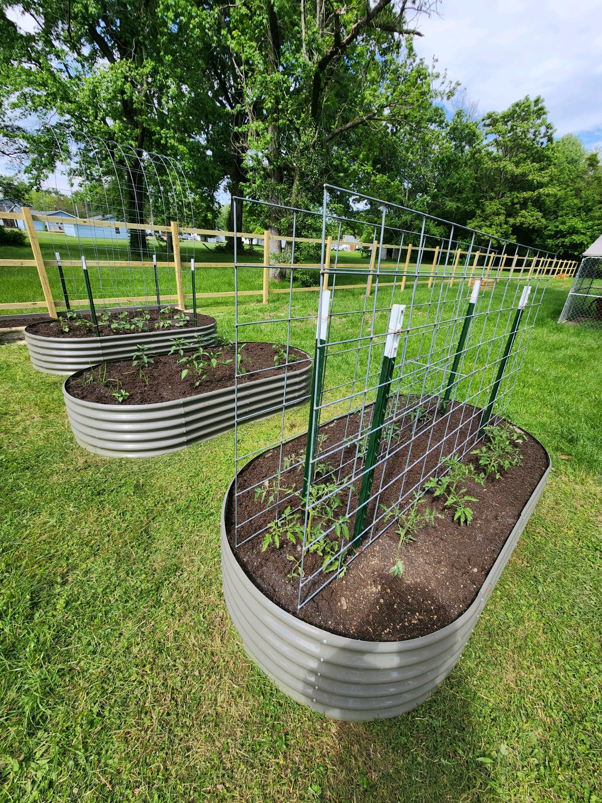 Set of 12: 8x4x2ft Oval Modular Metal Raised Garden Beds (Quartz Gray)