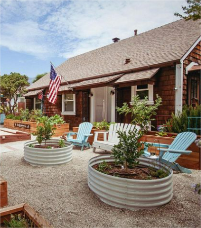 Set of 4: 48"x48"x18" Round Metal Raised Garden Beds (Classic White/Quartz Gray)
