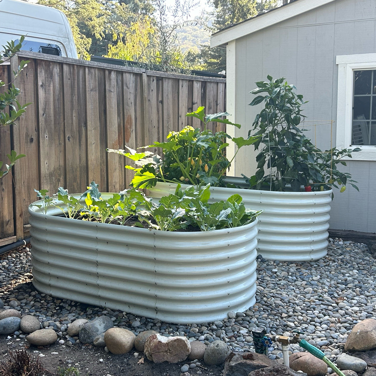 
6x3x2ft Oval Metal Raised Modular Garden Bed Set (Antique White)