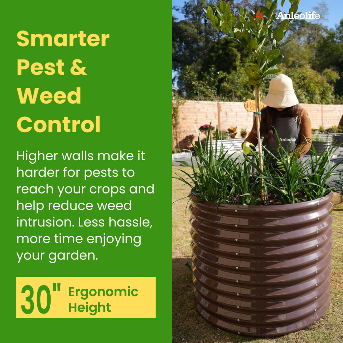 30'' Tall _10x3x2.5ft  Oval Modular Sturdy Metal Raised Garden Bed Set (Bronze)