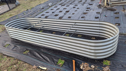 Set of 8: 12x3x1.5ft Oval Modular Metal Raised Garden Bed (Grey)