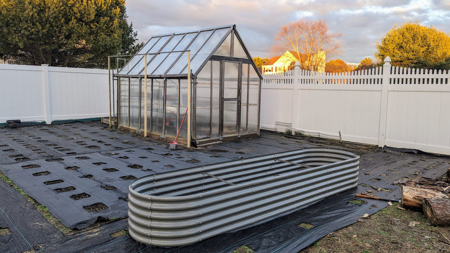 Set of 6: 12x3x1.5ft Oval Modular Metal Raised Garden Bed (Grey)