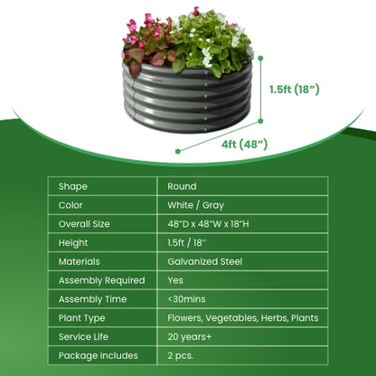 Set of 12:  72''x24''x18'', 48''x18'', 81''x81''x18'' Raised Garden Beds Layout (Grey/White)