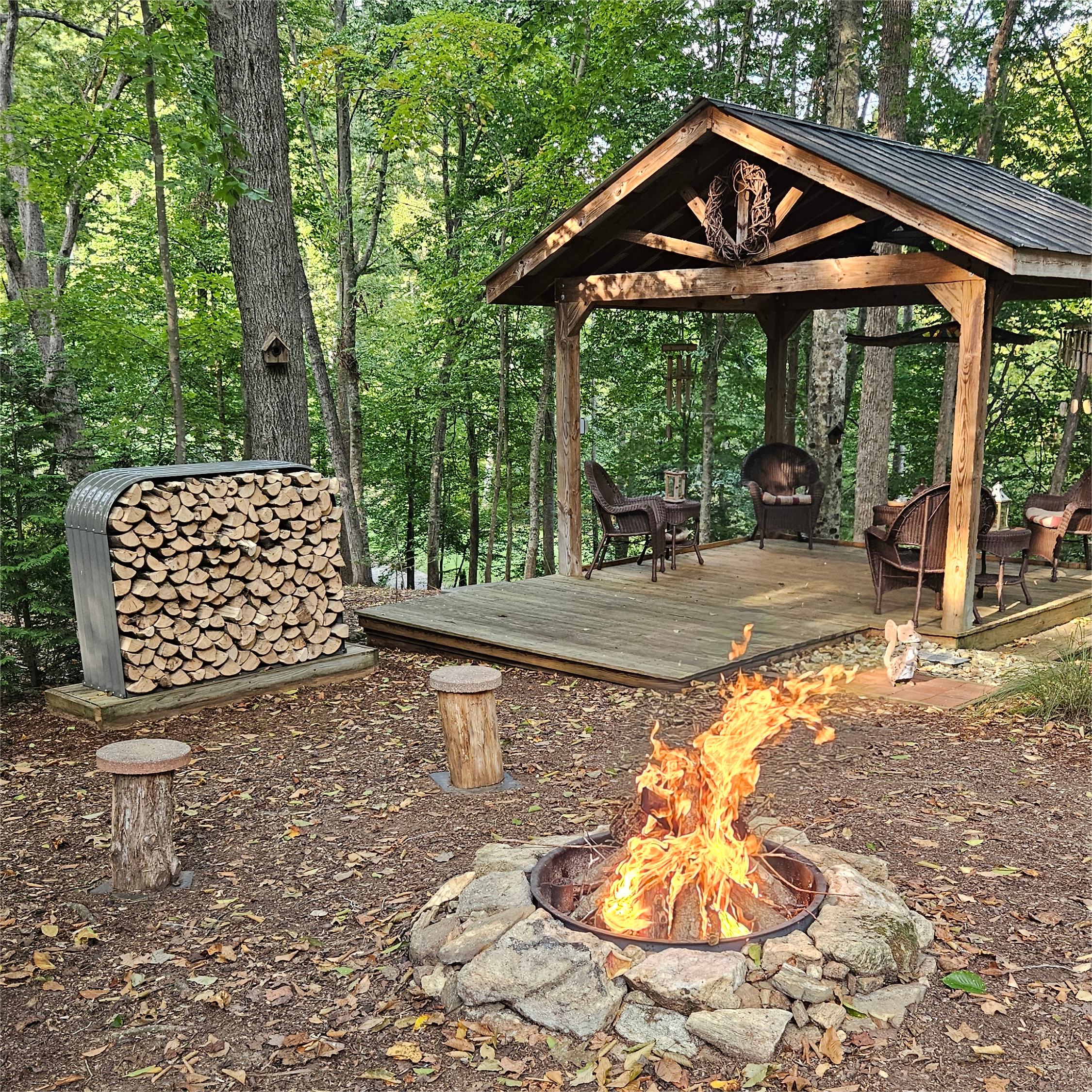 Set of 2, 29 Cubic Ft Each Firewood Storage Shed, Heavy-Duty Galvanized Steel Outdoor Log Rack, 59"W x 18"D x 48"H