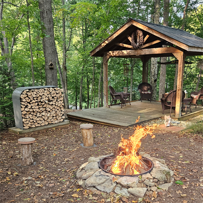 Set of 2: 18"D x 59"W x 48"H  29 cu ft Galvanized Steel Firewood Organizer – Heavy Duty Outdoor Log Rack