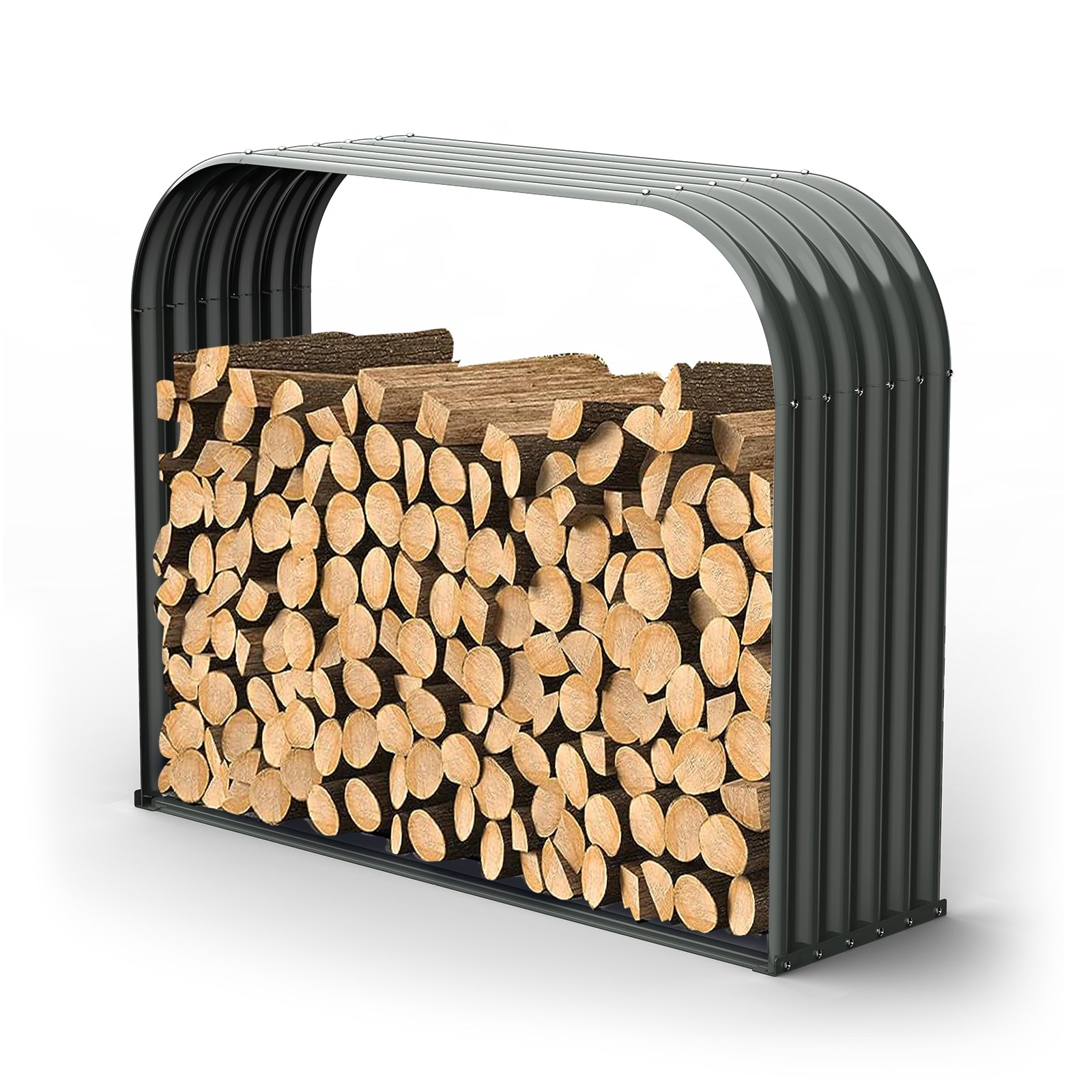 18"D x 59"W x 48"H Galvanized Steel Firewood Organizer – Heavy Duty Outdoor Log Rack, 29 cu ft Capacity