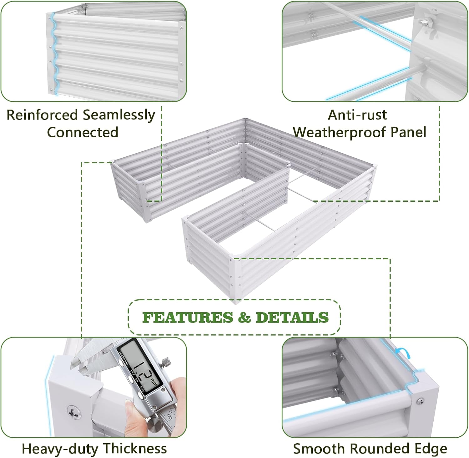 18" Tall Modular Raised Garden Bed Set, 16-Pack Layout for Customizable Gardening
