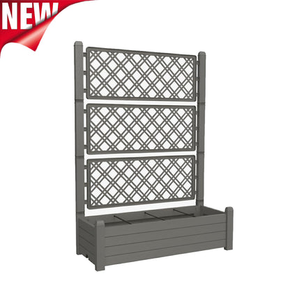 Raised Planter Box with Trellis & Built-in Water Reservoir