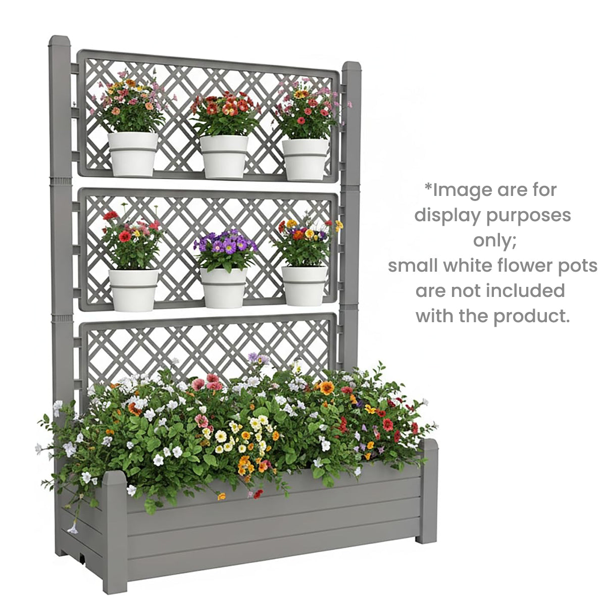 Raised Planter Box with Trellis & Built-in Water Reservoir
