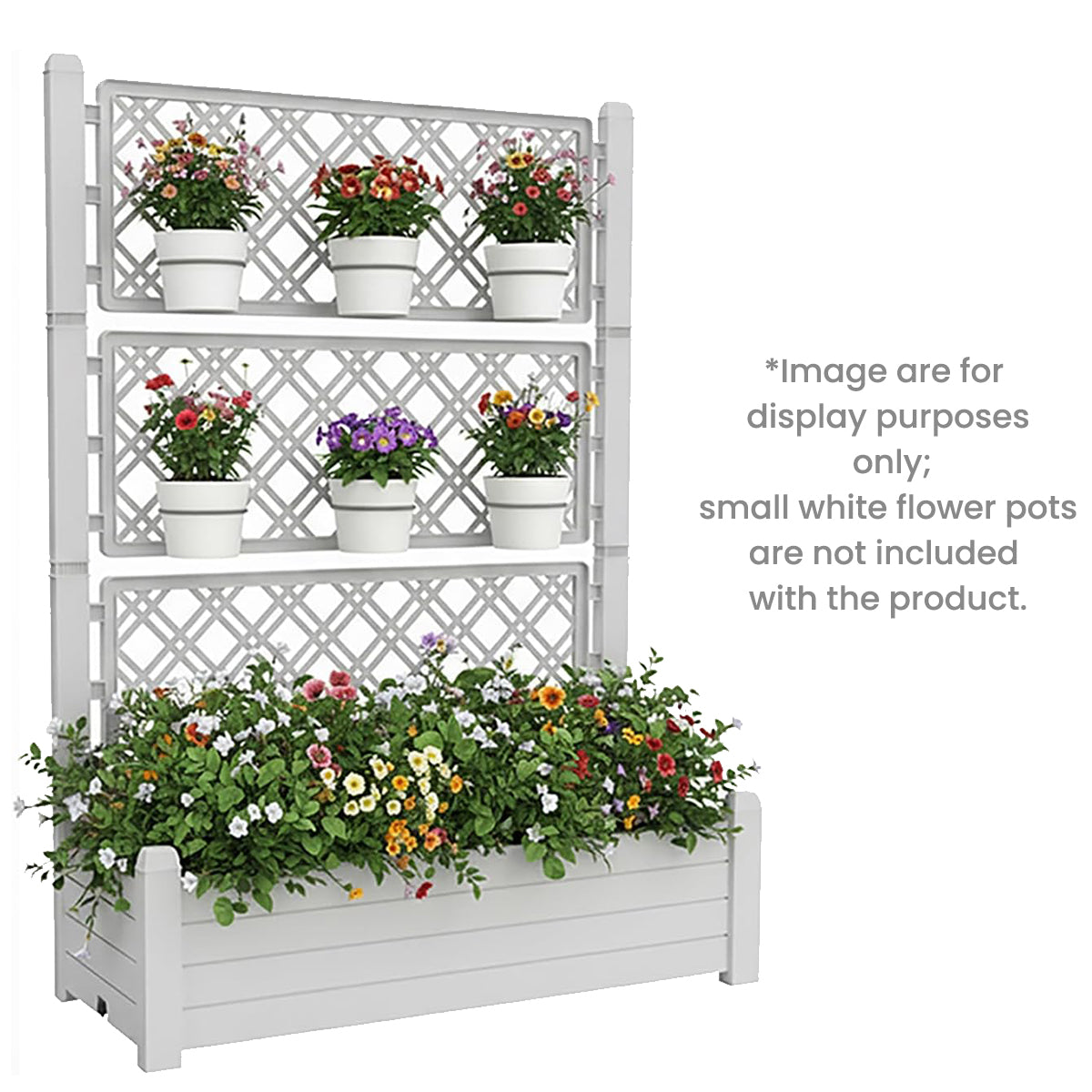 Raised Planter Box with Trellis & Built-in Water Reservoir