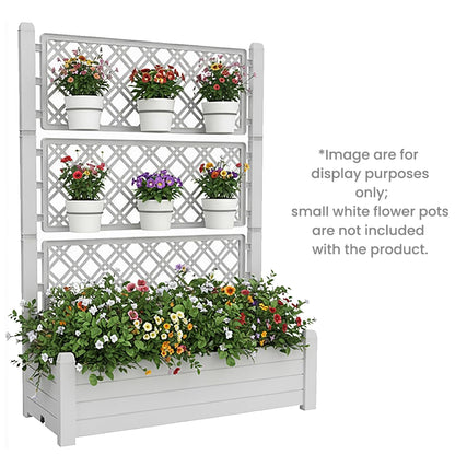 Raised Planter Box with Trellis & Built-in Water Reservoir