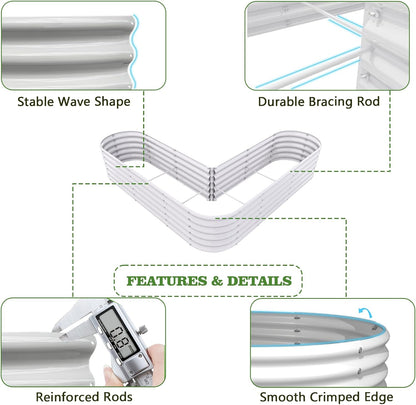 Set of 12:  72''x24''x18'', 48''x18'', 81''x81''x18'' Raised Garden Beds Layout (Grey/White)